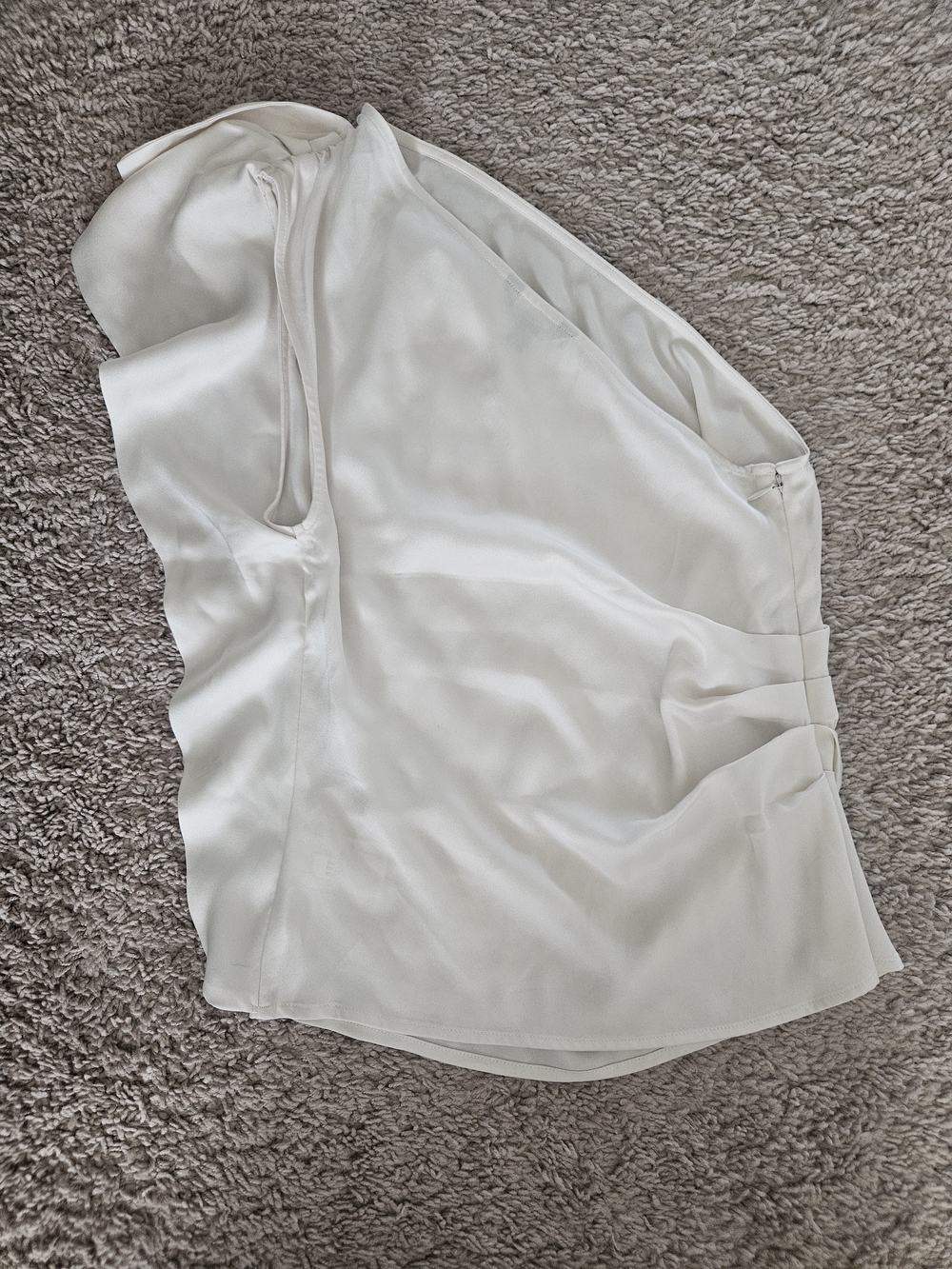 Renee C Scarf Detail One-Shoulder Satin Top White